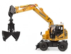 Komatsu PW148-11 Wheel Loader Yellow with Standard and Clamshell Buckets 1/50 Diecast Model by Universal Hobbies