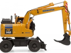 Komatsu PW148-11 Wheel Loader Yellow with Standard and Clamshell Buckets 1/50 Diecast Model by Universal Hobbies