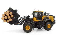 Komatsu WA475-10 Wheel Loader Yellow with Log Grapple and Log Accessories 1/50 Diecast Model by Universal Hobbies