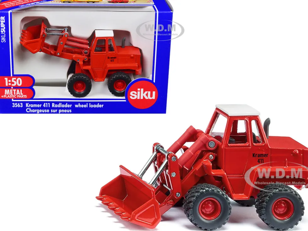 Kramer 411 Wheel Loader Red with White Top 1/50 Diecast Model Siku SK3563