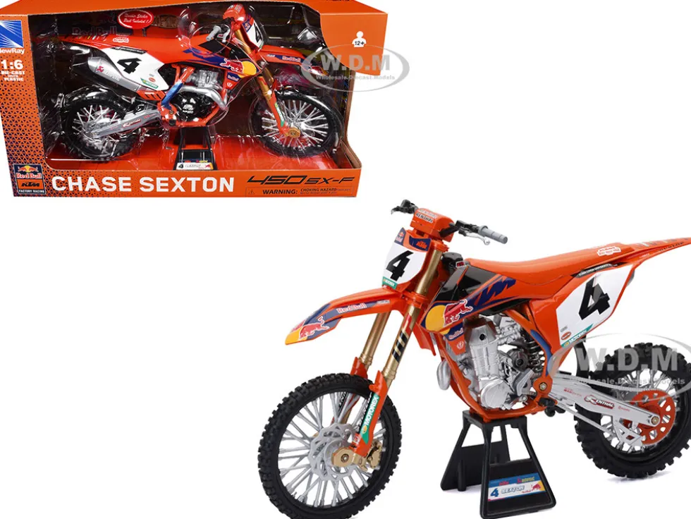 KTM 450 SX-F #4 Chase Sexton "Red Bull KTM Factory Racing" Supercross 1/6 Diecast Motorcycle Model by New Ray