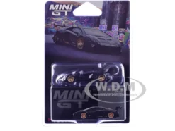 Lamborghini Aventador "LB-Works" Matt Black with Carbon Hood Limited Edition 1/64 Diecast Model Car by Mini GT