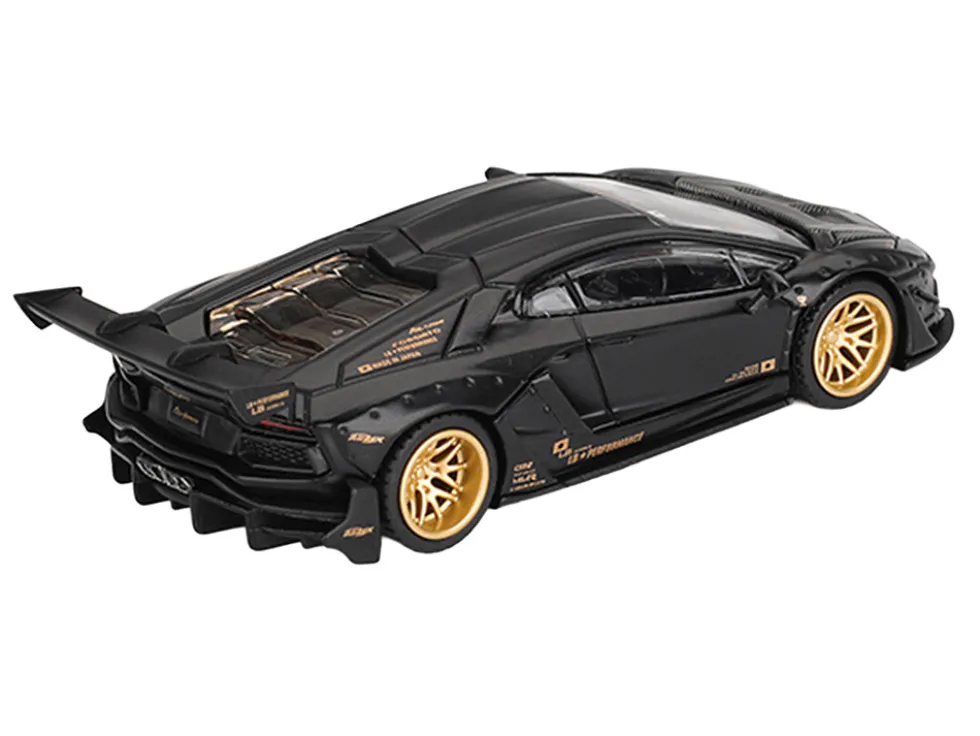 Lamborghini Aventador "LB-Works" Matt Black with Carbon Hood Limited Edition 1/64 Diecast Model Car by Mini GT