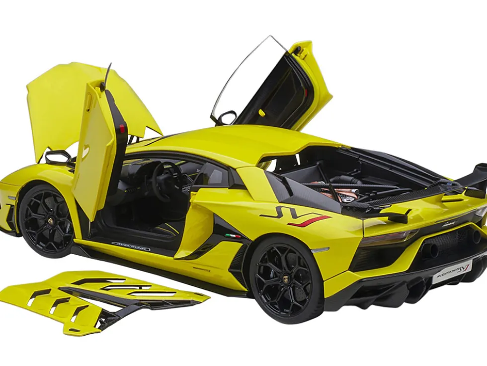 Lamborghini Aventador SVJ Giallo Tenerife Pearl Yellow 1/18 Model Car Autoart 79175