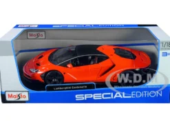 Lamborghini Centenario Orange with Matt Black Top Special Edition 1/18 Diecast Model Car Maisto 31386or