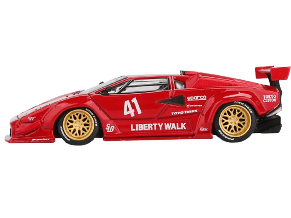 Lamborghini Countach LB-WORKS #41 Red Limited Edition 1/64 Diecast Model Car by Mini GT