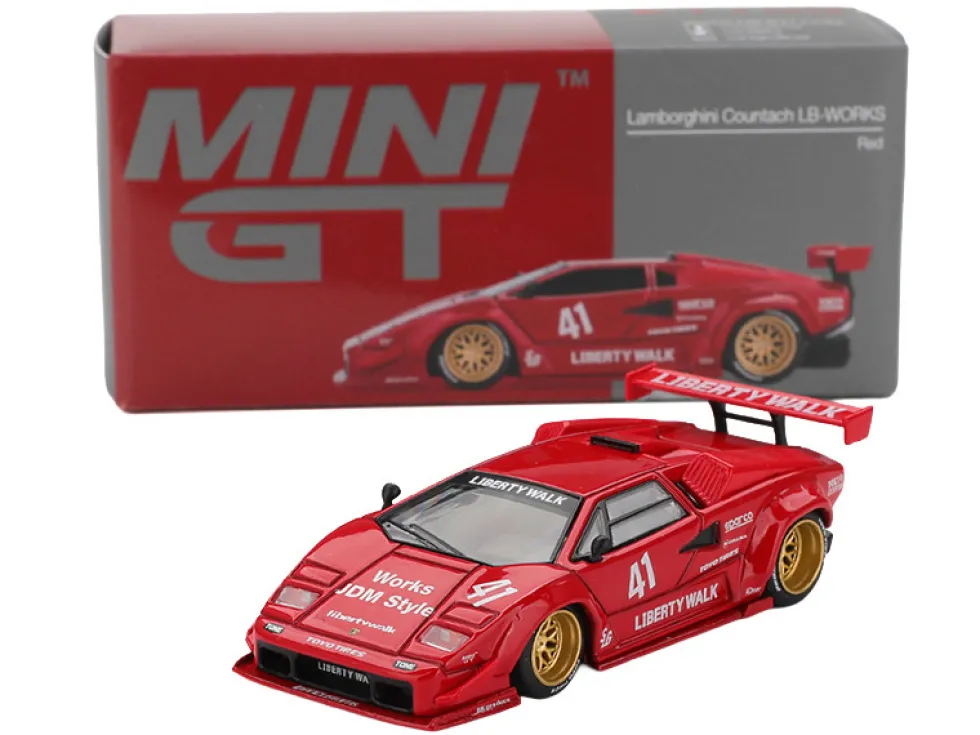 Lamborghini Countach LB-WORKS #41 Red Limited Edition 1/64 Diecast Model Car by Mini GT