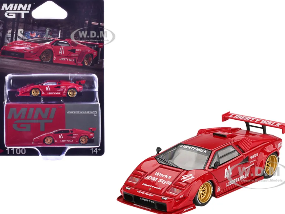 Lamborghini Countach LB-WORKS #41 Red Limited Edition 1/64 Diecast Model Car by Mini GT