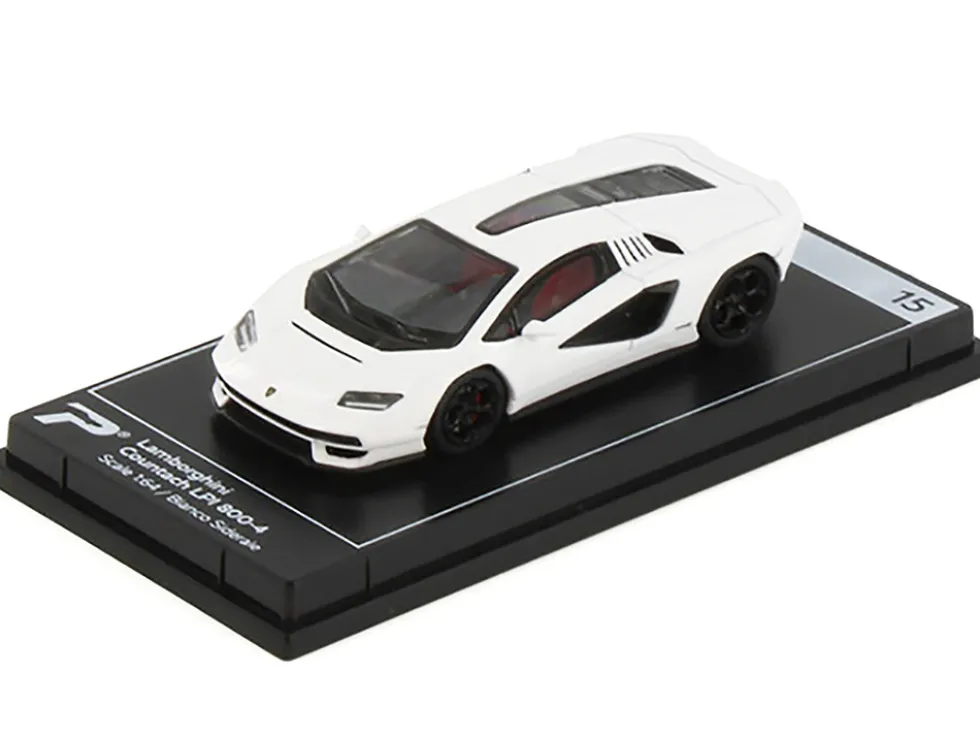 Lamborghini Countach LPI 800 4 Bianco Siderale White Hypercar League Collection 1/64 Diecast Model Car PosterCars H15B