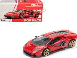 Lamborghini Countach LPI 800-4 Red with Carbon Accents 1/64 Diecast Model Car by Pop Race