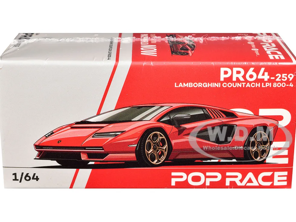 Lamborghini Countach LPI 800-4 Red with Carbon Accents 1/64 Diecast Model Car by Pop Race