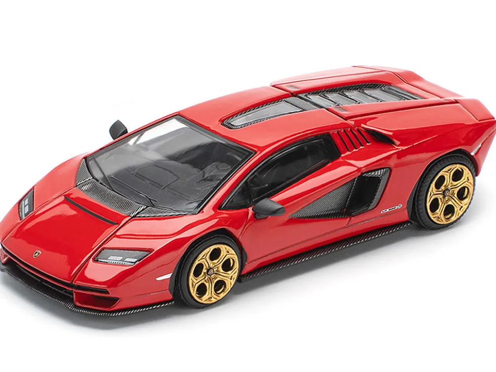 Lamborghini Countach LPI 800-4 Red with Carbon Accents 1/64 Diecast Model Car by Pop Race