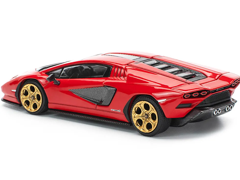Lamborghini Countach LPI 800-4 Red with Carbon Accents 1/64 Diecast Model Car by Pop Race