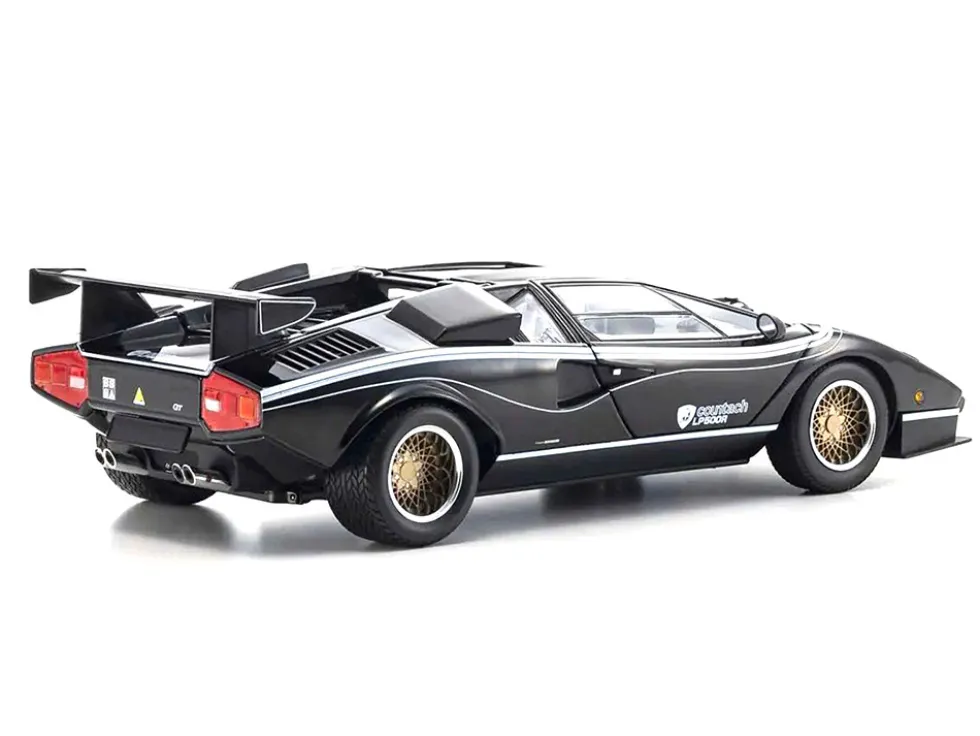 Lamborghini Countach LP 500R Black with White Interior 1/18 Diecast Model Car by Kyosho