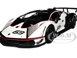 Lamborghini Essenza SCV12 #63 White and Black Squadra Corse Race Series 1/24 Diecast Model Car Bburago 28023
