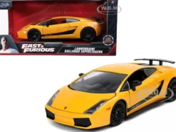 Lamborghini Gallardo Superleggera Yellow Black Stripes Fast & Furious Movie 1/24 Diecast Model Car Jada 32609