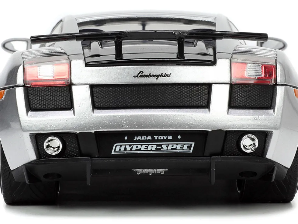 Lamborghini Gallardo Superleggera Silver Metallic with Yellow Stripes Hyper-Spec Series 1/24 Diecast Model Car Jada 34027