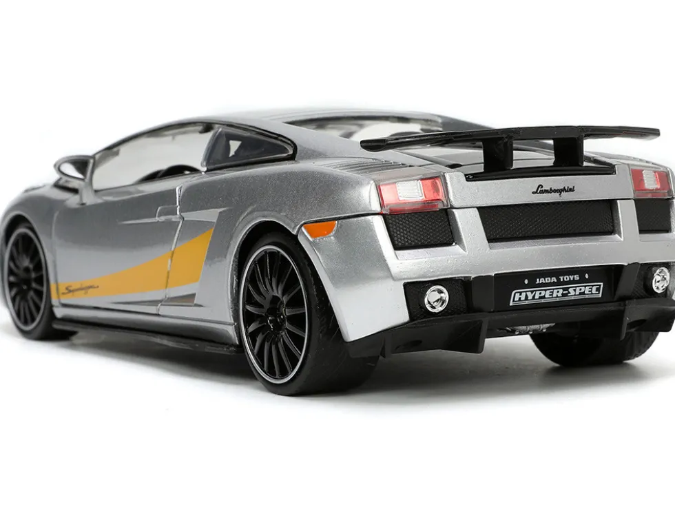 Lamborghini Gallardo Superleggera Silver Metallic with Yellow Stripes Hyper-Spec Series 1/24 Diecast Model Car Jada 34027