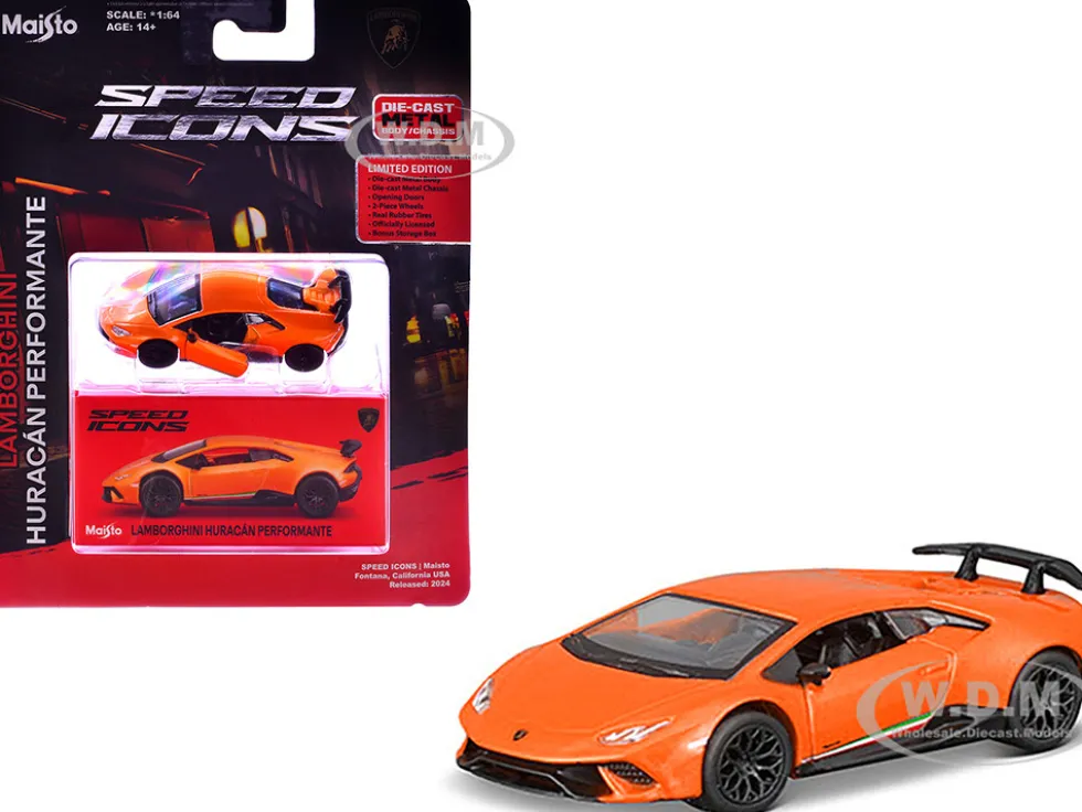 Lamborghini Huracan Performante Orange "Speed Icons" Series 1/64 Diecast Model Car by Maisto