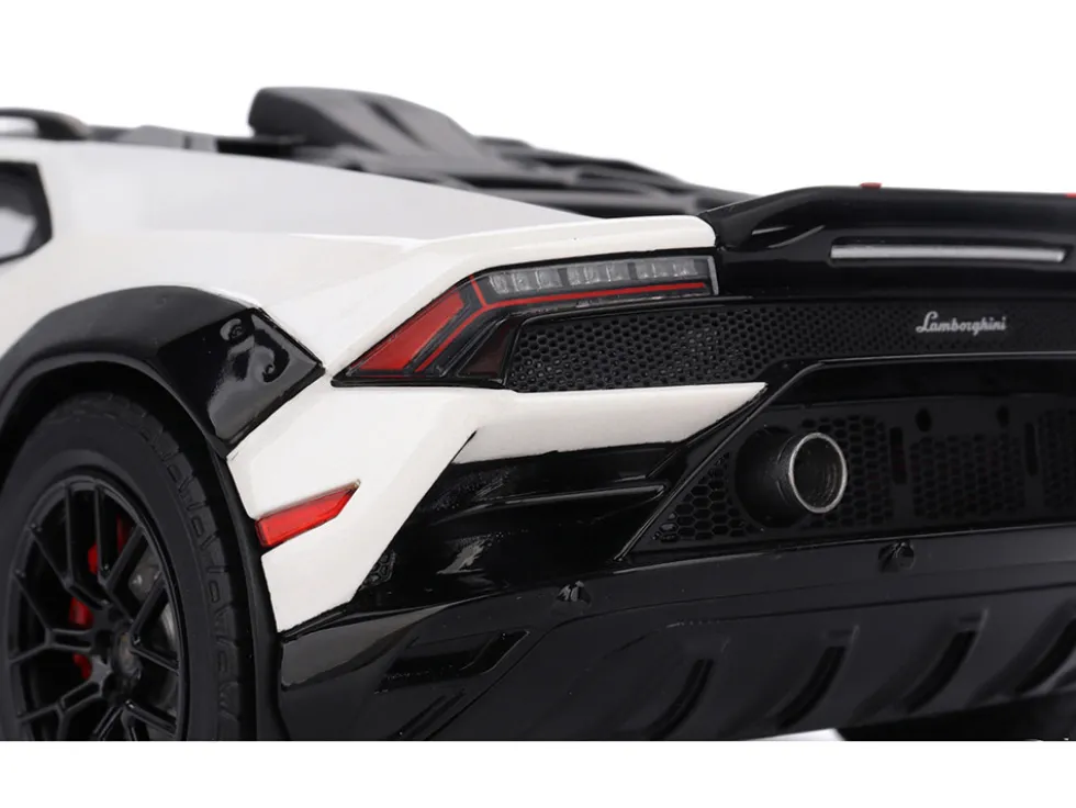 Lamborghini Huracan Sterrato Bianco Asopo White with Matt Black Top and Red Stripes 1/18 Model Car by Top Speed