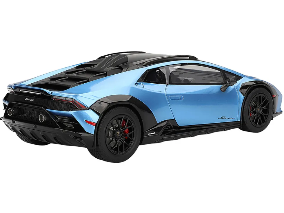 Lamborghini Huracan Sterrato Blu Aegir Blue Metallic with Matt Black Top 1/18 Model Car by Top Speed