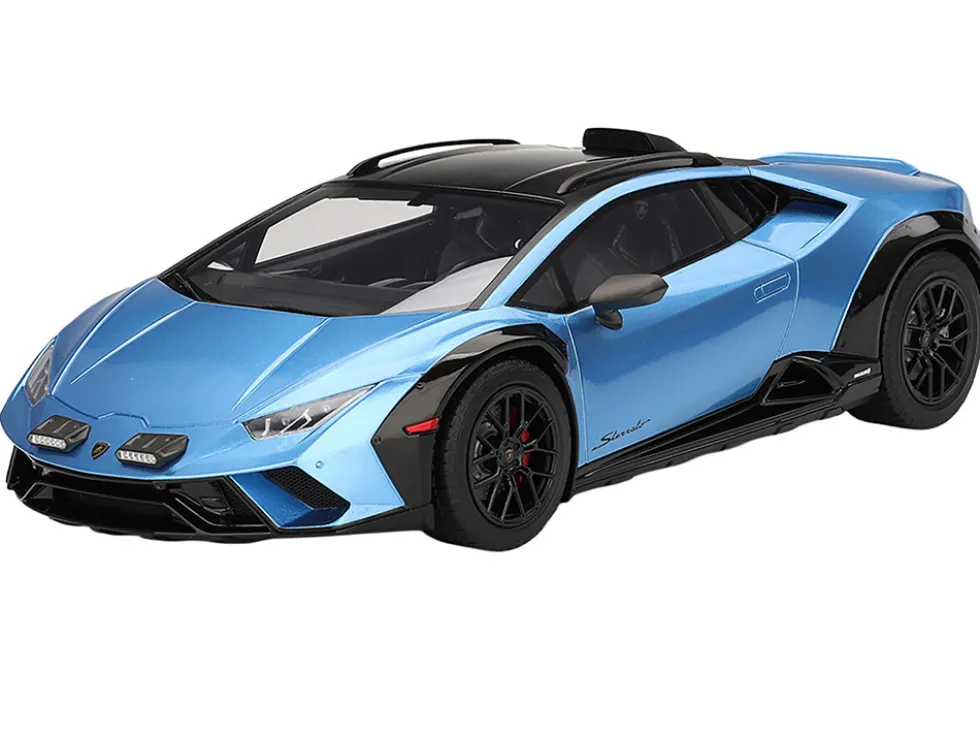 Lamborghini Huracan Sterrato Blu Aegir Blue Metallic with Matt Black Top 1/18 Model Car by Top Speed