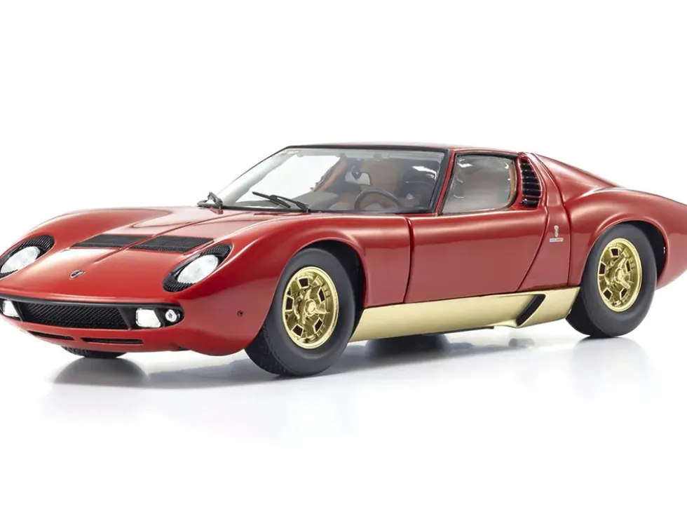 Lamborghini Miura P 400 Red with Gold Accents 1/18 Diecast Model Car by Kyosho