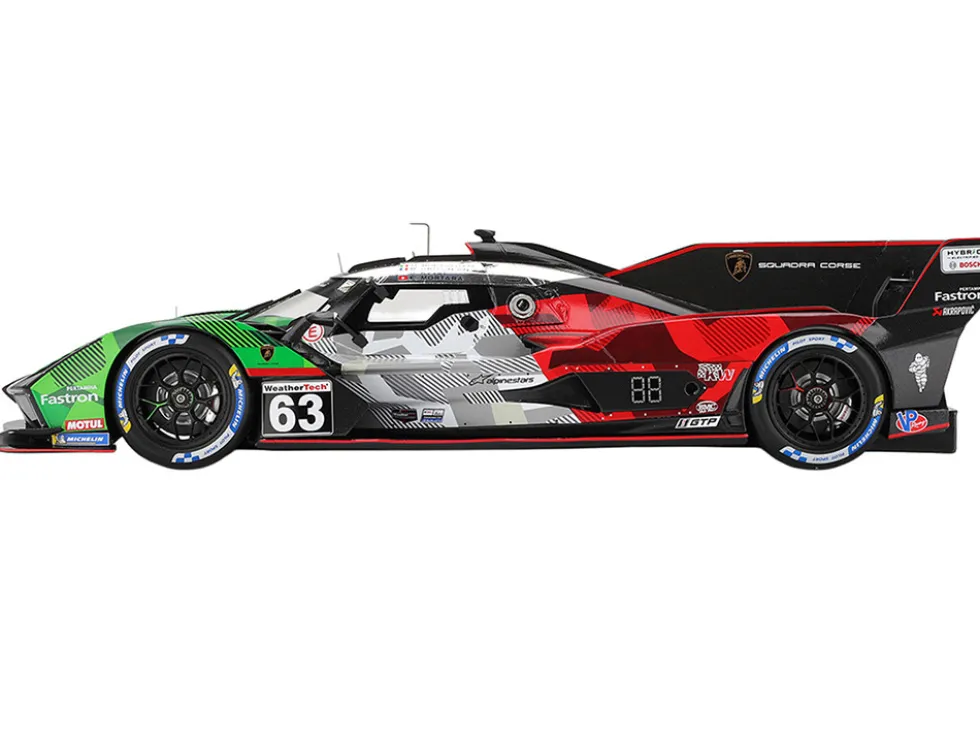 Lamborghini SC63 #63 Mirko Bortolotti - Romain Grosjean - Daniil Kvyat - Edoardo Mortara "Automobili Lamborghini Squadra Corse" IMSA "24 Hours of Daytona" (2025) 1/18 Model Car by Top Speed
