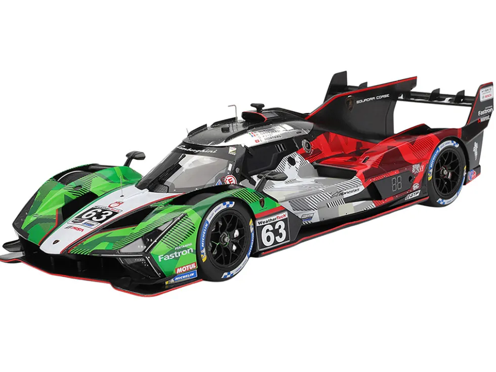 Lamborghini SC63 #63 Mirko Bortolotti - Romain Grosjean - Daniil Kvyat - Edoardo Mortara "Automobili Lamborghini Squadra Corse" IMSA "24 Hours of Daytona" (2025) 1/18 Model Car by Top Speed