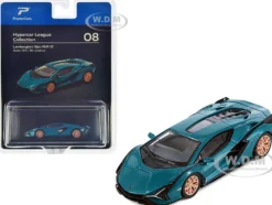 Lamborghini Sian FKP 37 Blu Uranus Blue Metallic Hypercar League Collection 1/64 Diecast Model Car PosterCars H08B