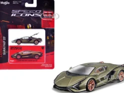 Lamborghini Sian FKP 37 Green Metallic "Speed Icons" Series 1/64 Diecast Model Car by Maisto