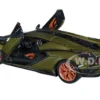 Lamborghini Sian FKP 37 Matt Green Metallic Copper Wheels 1/24 Diecast Model Car Bburago 21099