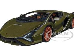 Lamborghini Sian FKP 37 Matt Green Metallic Copper Wheels 1/24 Diecast Model Car Bburago 21099