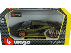 Lamborghini Sian FKP 37 Matt Green Metallic Copper Wheels 1/24 Diecast Model Car Bburago 21099