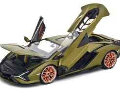 Lamborghini Sian FKP 37 Matt Green Metallic Copper Wheels 1/18 Diecast Model Car Bburago 11046