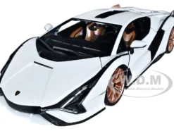 Lamborghini Sian FKP 37 White Copper Wheels 1/18 Diecast Model Car Bburago 11046