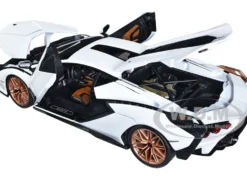 Lamborghini Sian FKP 37 White Copper Wheels 1/18 Diecast Model Car Bburago 11046