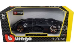 Lamborghini Terzo Millennio Dark Gray Metallic Black Top Carbon Accents 1/24 Diecast Model Car Bburago 21094