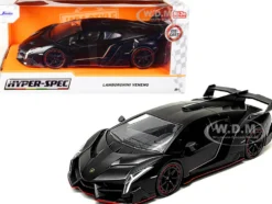 Lamborghini Veneno Matt Black Hyper-Spec Series 1/24 Diecast Model Car Jada 33615