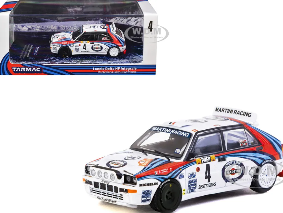 Lancia Delta HF Integrale #4 Didier Auriol - Bernard Occelli "Martini Racing" Winner "Monte Carlo Rally" (1992) "Hobby64" Series 1/64 Diecast Model Car by Tarmac Works
