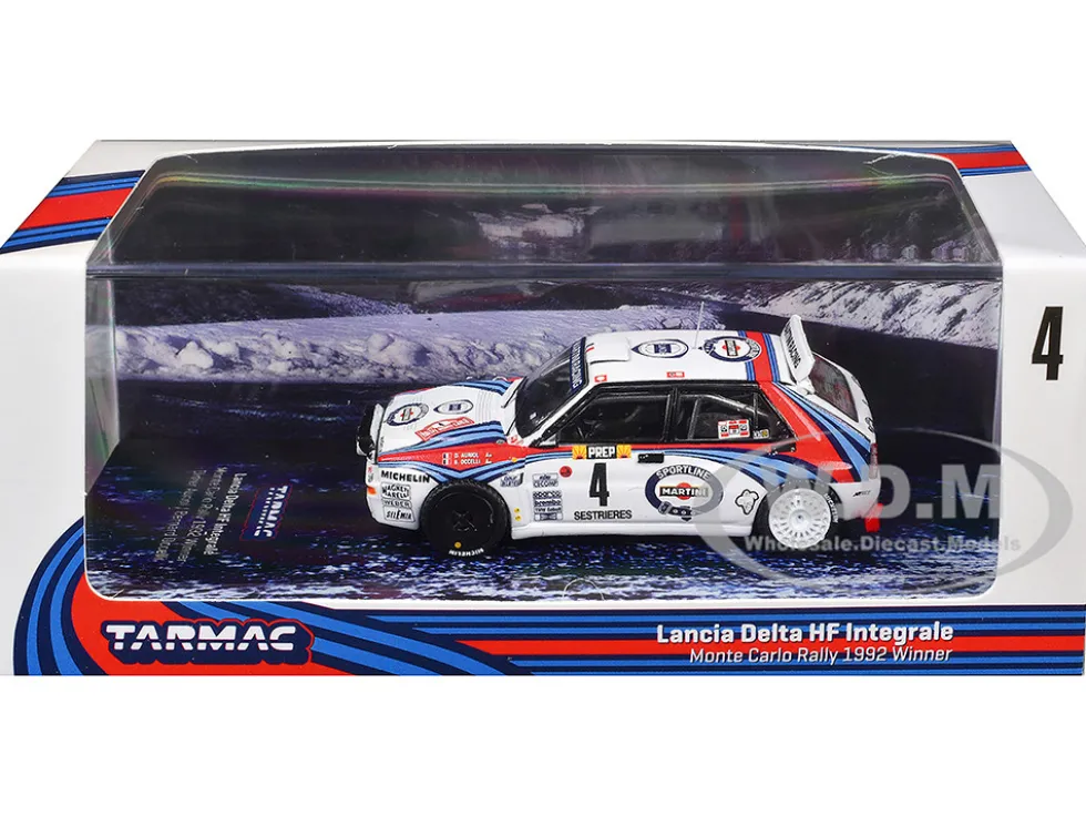 Lancia Delta HF Integrale #4 Didier Auriol - Bernard Occelli "Martini Racing" Winner "Monte Carlo Rally" (1992) "Hobby64" Series 1/64 Diecast Model Car by Tarmac Works