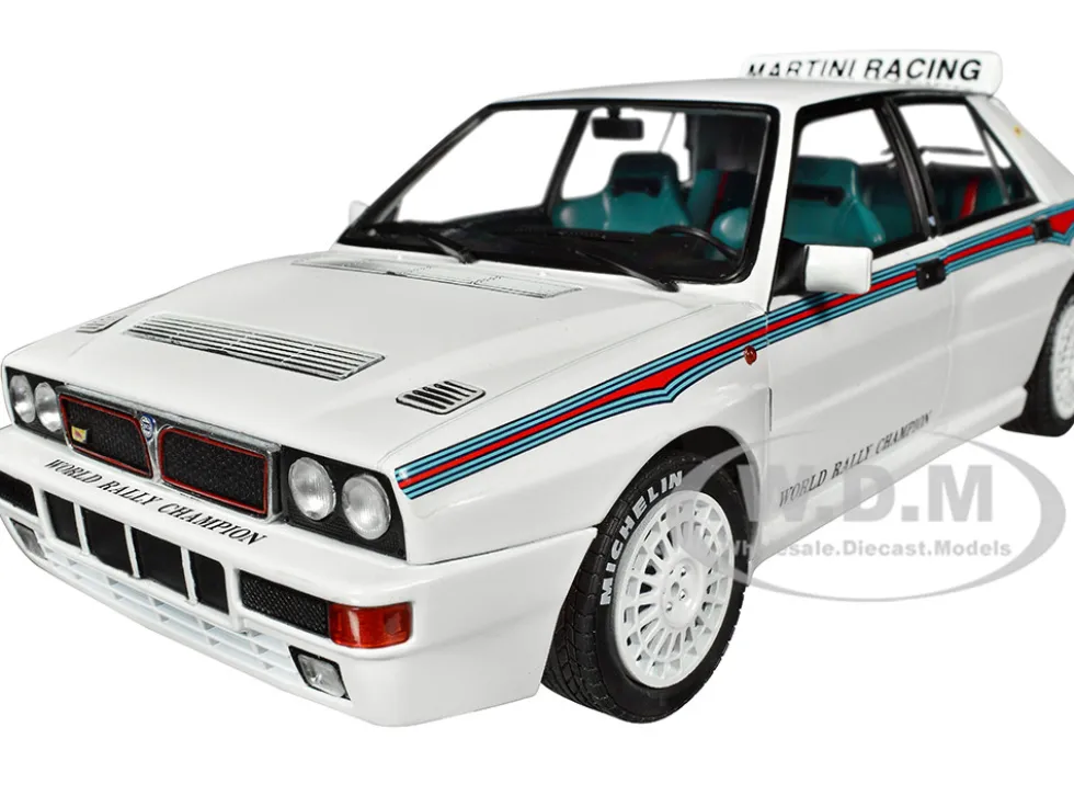 1992 Lancia Delta HF Integrale Evo 1 Martini 6 White with Blue and Red Stripes World Rally Champion Martini Racing 1/18 Diecast Model Car Solido S1807804