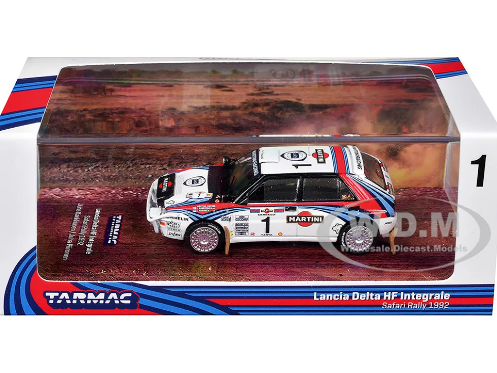 Lancia Delta HF Integrale #1 Juha Kankkunen - Juha Piironen "Martini Racing" 2nd Place "Safari Rally" (1992) "Hobby64" Series 1/64 Diecast Model Car by Tarmac Works