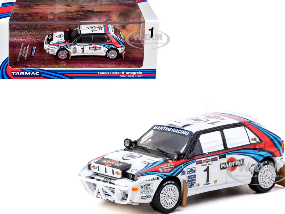 Lancia Delta HF Integrale #1 Juha Kankkunen - Juha Piironen "Martini Racing" 2nd Place "Safari Rally" (1992) "Hobby64" Series 1/64 Diecast Model Car by Tarmac Works