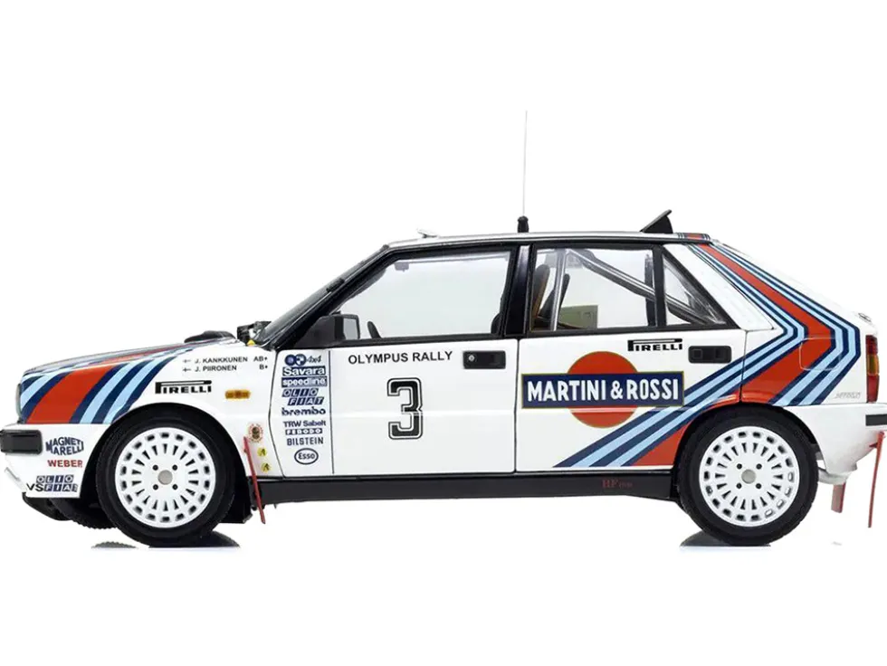 Lancia Delta HF 4WD #3 Juha Kankkunen - Juha Piironen "Martini Racing" Winner "Olympus Rally" (1987) 1/18 Diecast Model Car by Kyosho