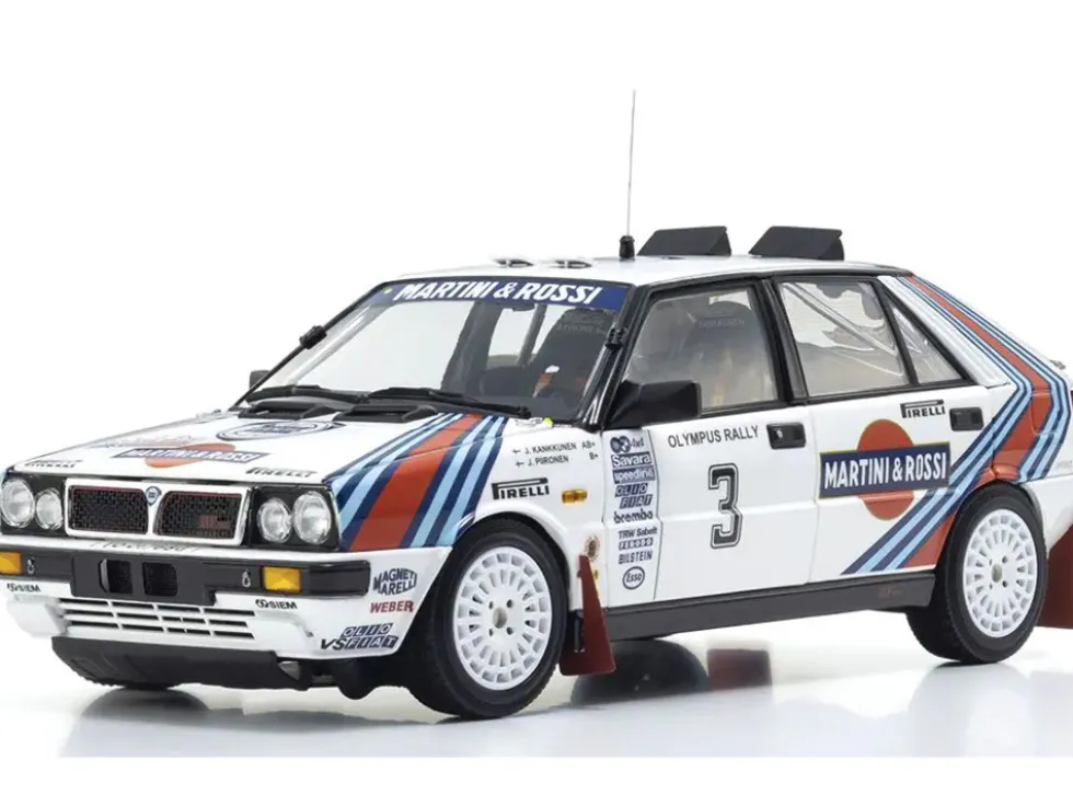 Lancia Delta HF 4WD #3 Juha Kankkunen - Juha Piironen "Martini Racing" Winner "Olympus Rally" (1987) 1/18 Diecast Model Car by Kyosho