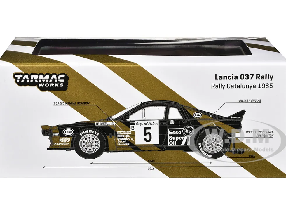 Lancia 037 Rally #5 Fabrizio Tabaton - Luciano Tedeschini Winner "Rally Catalunya" (1985) "Hobby64+" Series 1/64 Diecast Model Car by Tarmac Works