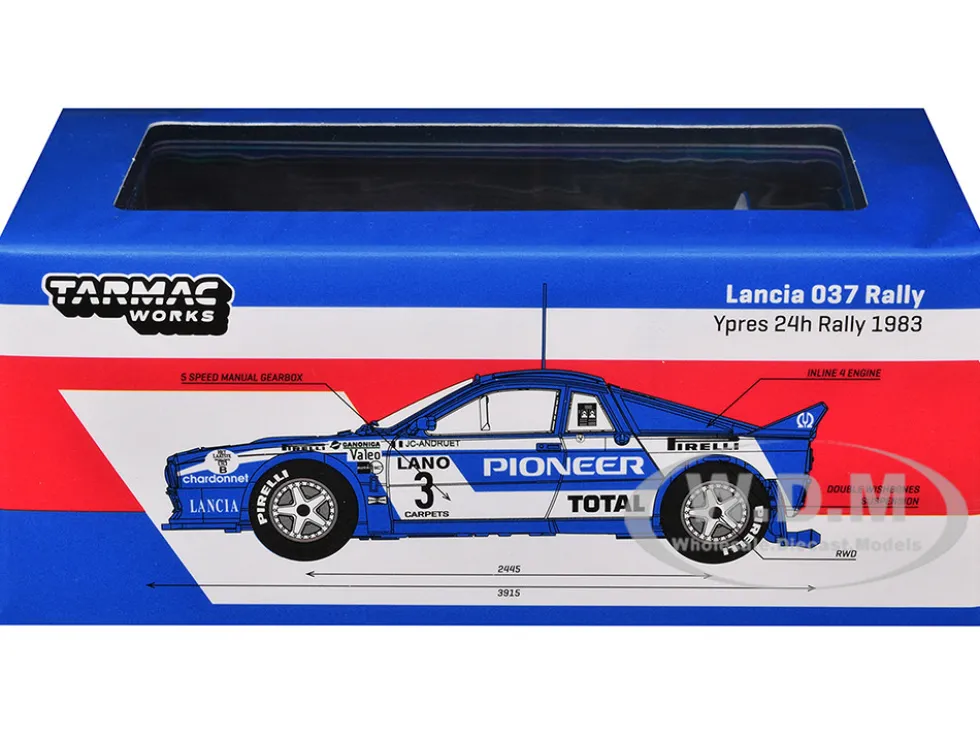Lancia 037 Rally #3 Jean-Claude Andruet - Francoise Sappey 2nd Place "Ypres 24 Hours Rally" (1983) "Hobby64+" Series 1/64 Diecast Model Car by Tarmac Works
