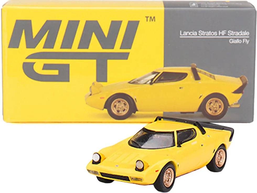 Lancia Stratos HF Stradale Giallo Fly Yellow Limited Edition to 1440 pieces Worldwide 1/64 Diecast Model Car by Mini GT