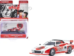 Lancia Stratos #10 White and Red "The Circuit Wolf" Manga 1/64 Diecast Model Car by Kyosho